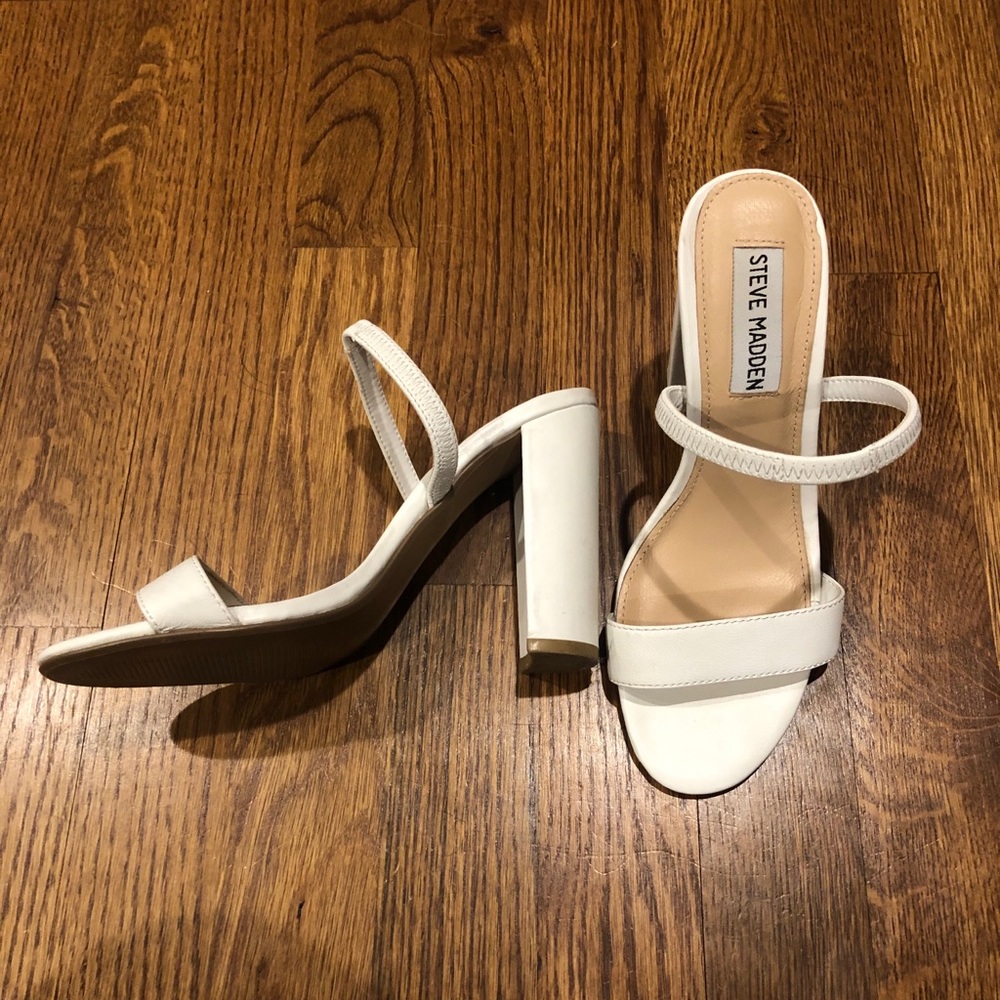 Steve Madden White Mule Heels